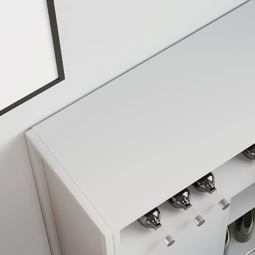 Mobile Mobiletto Basso Libreria Moderno 2 Ante Scorrevole e 3 Ripiani Bianco