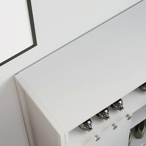 Mobile Mobiletto Basso Libreria Moderno 2 Ante Scorrevole e 3 Ripiani Bianco