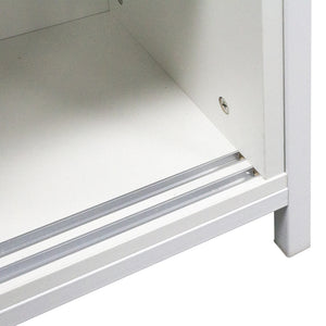 Mobile Mobiletto Basso Libreria Moderno 2 Ante Scorrevole e 3 Ripiani Bianco