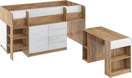 LETTO CASS. SCRITT. SMILE P 204x 112x112cm LATO SINISTRO ROVERE BIANCO GREZZO