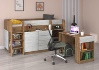 LETTO CASS. SCRITT. SMILE P 204x 112x112cm LATO SINISTRO ROVERE BIANCO GREZZO