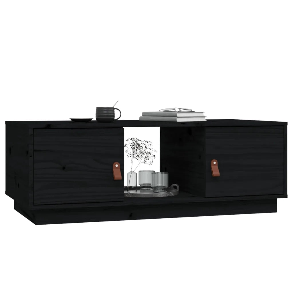 Tavolino da Salotto Nero 100x50x35 cm Legno Massello di Pino 818269