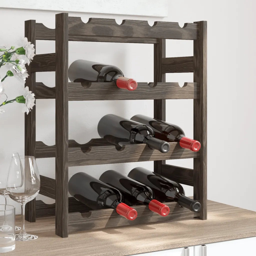 Portabottiglie per 16 Bottiglie Grigio Legno Massello di Pino CFW5967205