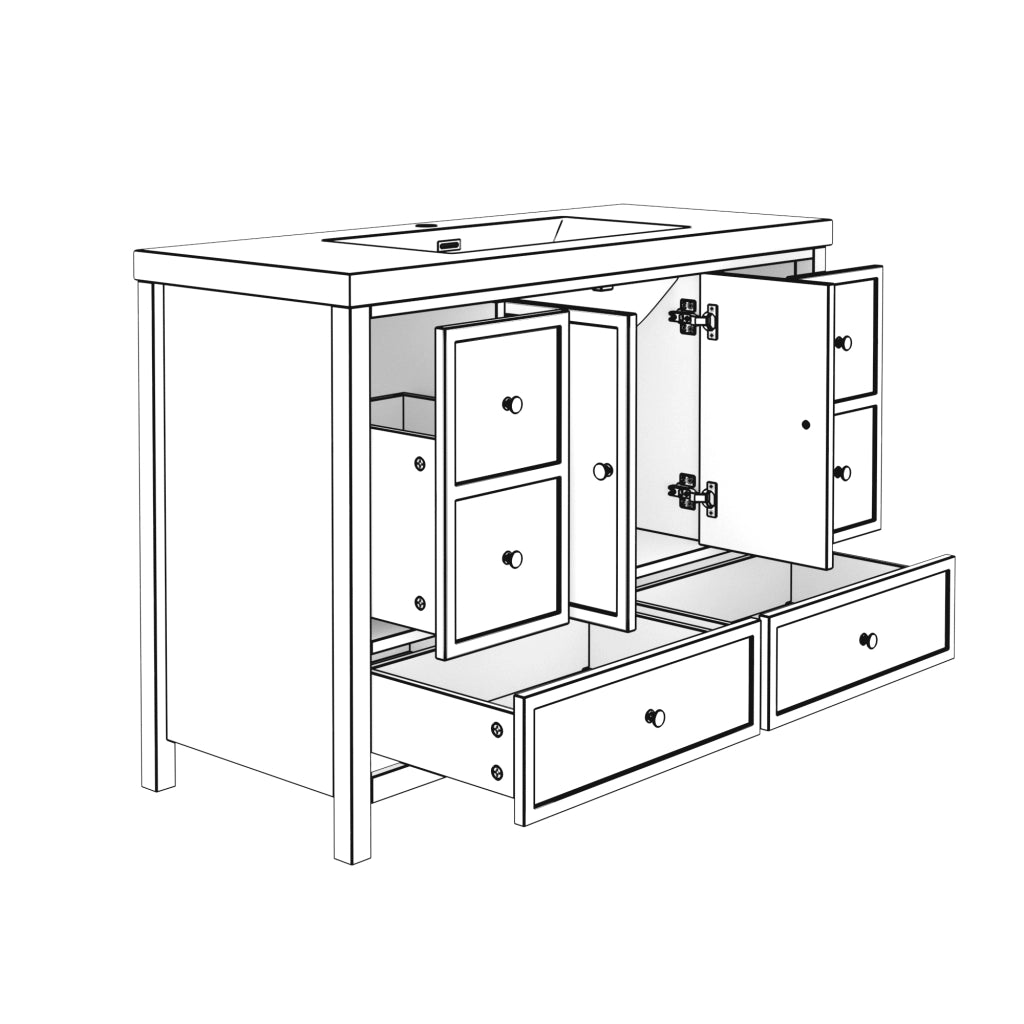 Mobile da Bagno con Lavabo Integrato e Cassetti ¨C MINIMAL ¨C Bianco 120x50x86.5cm