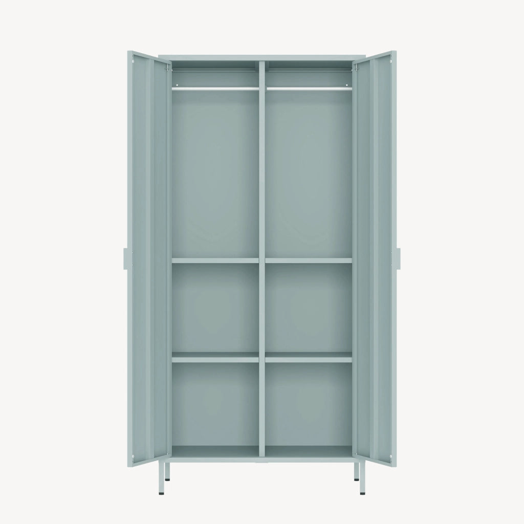 Armadio Guradaroba Esteli in Acciaio a 2 Ante con 2 Barre Appendiabiti e 4 Ripiani 170 x 80 x 45 cm - Verde Menta [en.casa]