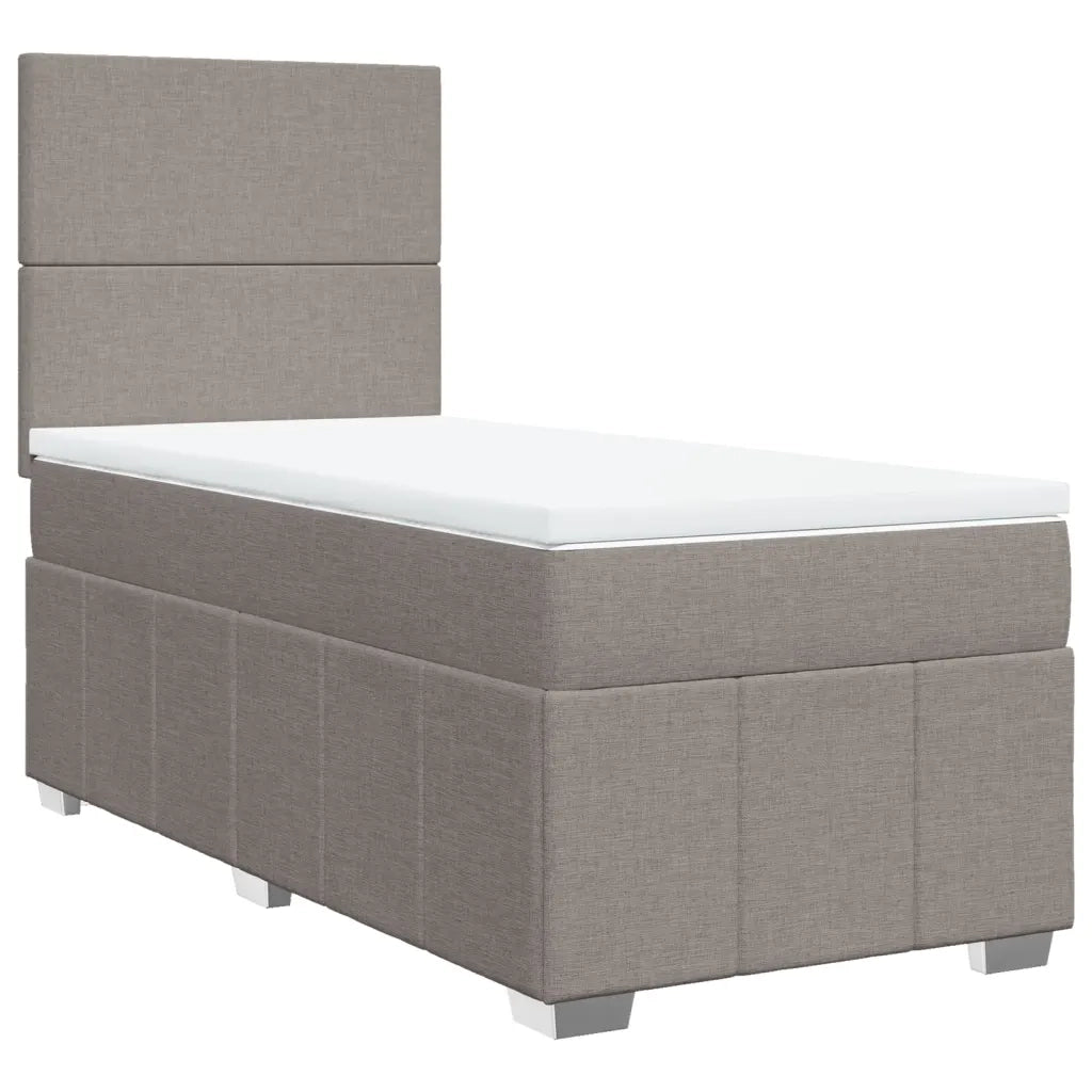 Letto singolo | Letto per adulti | Giroletto a Molle con Materasso Tortora 100x200 cm in Tessuto