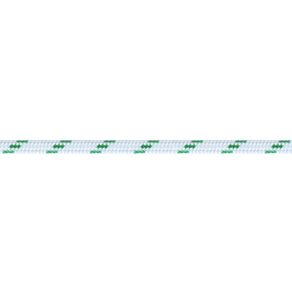 Corda in poliestere Ã˜ 8 mm. bianco con segnalino verde 80 mt.