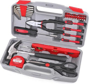 Set di Attrezzi - Kit di Attrezzi Manuali - Fai da Te a Casa - 39 Pezzi Completo - Formato Compattato - Rosso