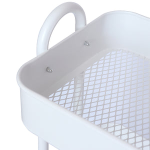 Carrello da Cucina 3 Ripiani con Ruote e 3 Cesti Portaoggetti46x40x84cm Bianco