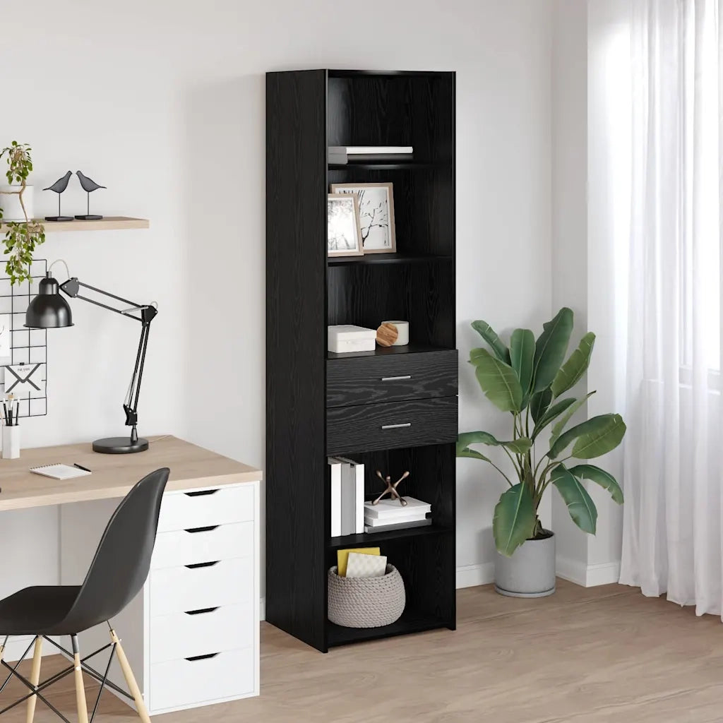 Credenza Rovere Nero 50 x 42,5 x 185 cm Legno multistrato