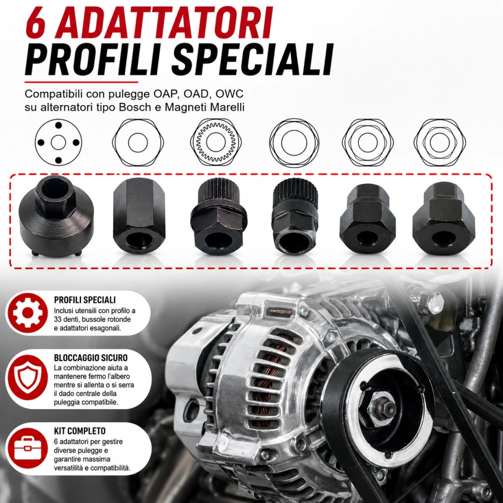 Kit 18 Chiavi Smontaggio Puleggia Alternatore Auto Valigia CBC003