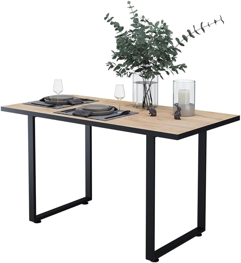 Tavolo da pranzo Livorno, Rovere nero/oro, 140 x 70 cm, adatto per 4 persone, struttura stabile senza allungamento