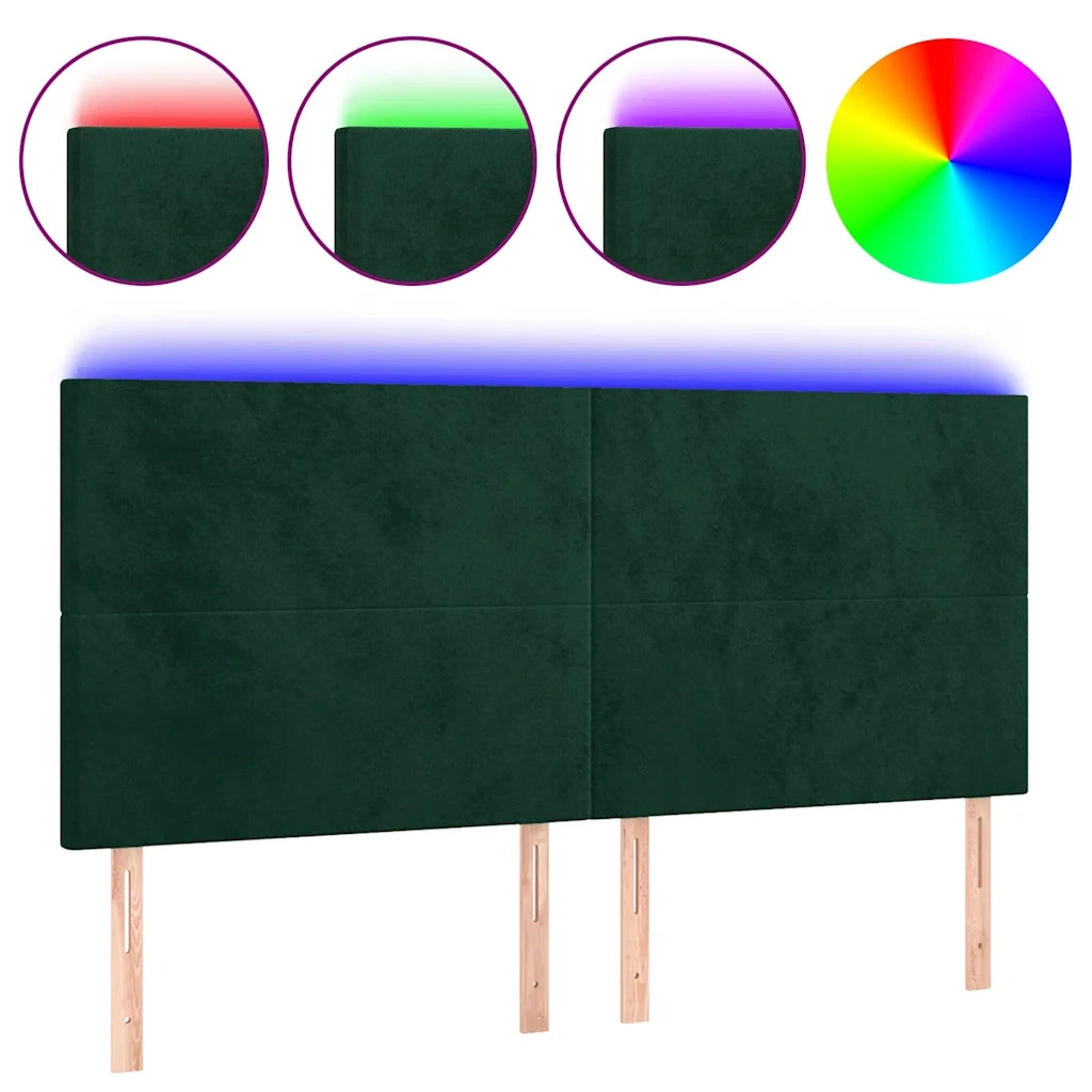 Testiera a LED Verde Scuro 160x5x118/128cm in Vellutocod mxl 97800