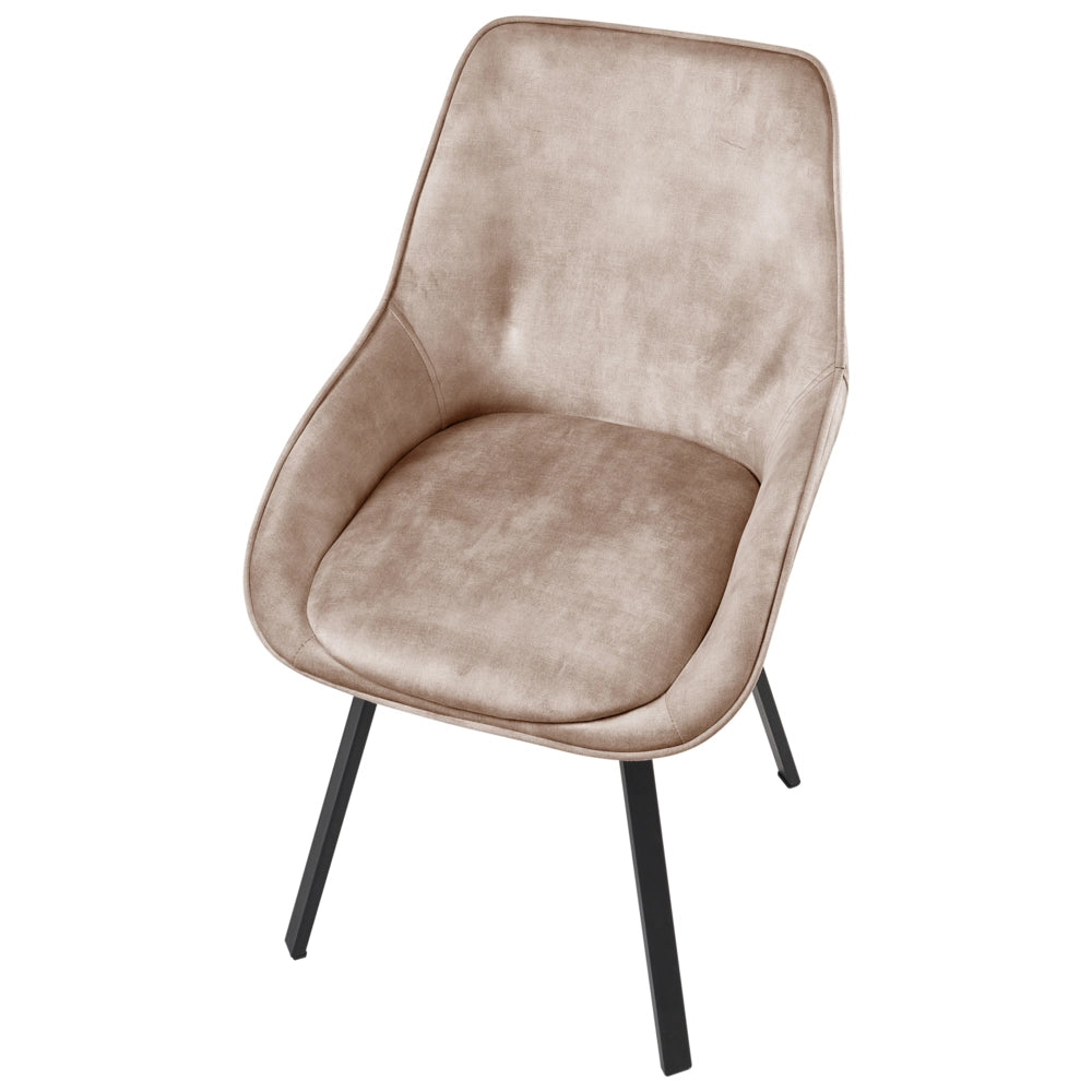 Set di 2 sedie da pranzo in velluto beige con gambe in ferro nero girevoli a 180° moderne sedie imbottite