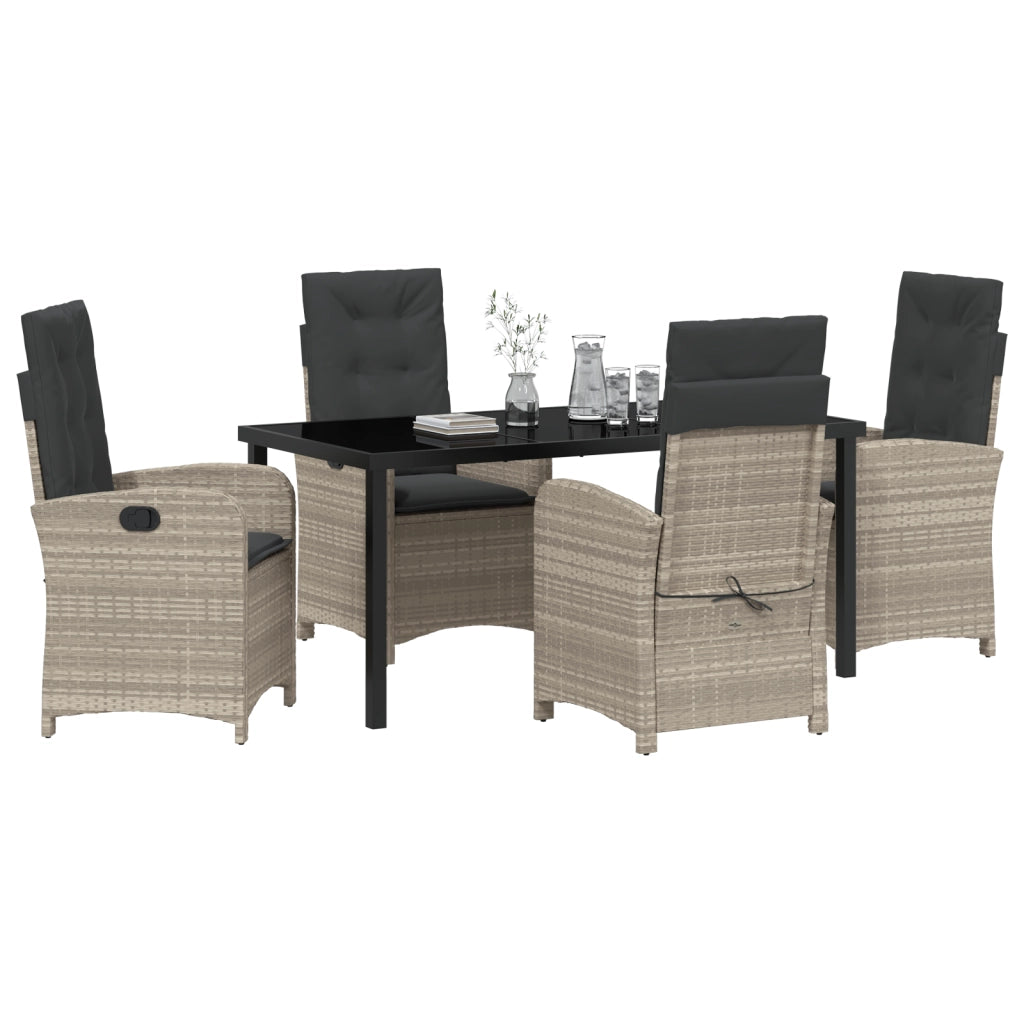 Set di Mobili da Giardino 5 Pezzi con Cuscini Grigio Chiaro Polyrattan