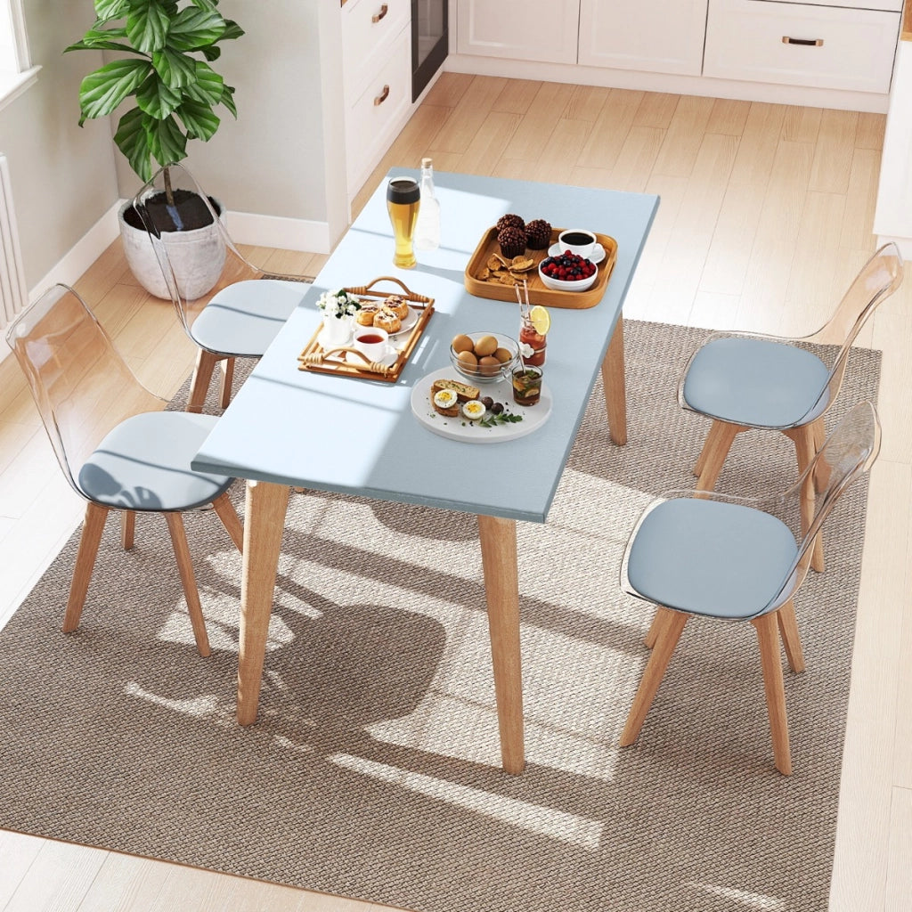 Set sedie da pranzo trasparenti moderne senza braccioli con schienale trasparente, Set sedie in legno massello di faggio Grigio-Sedie da pranzo