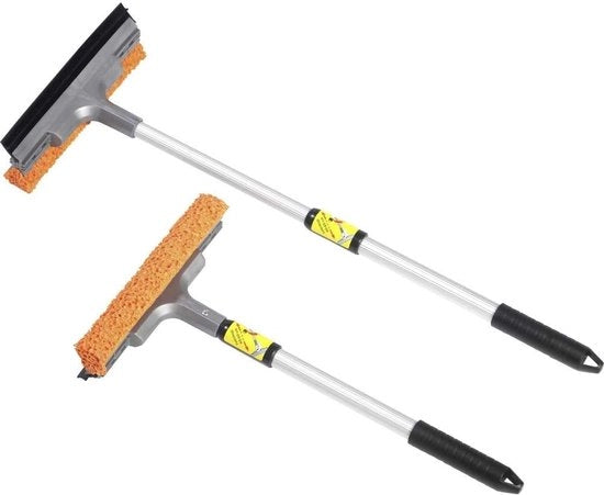 Telescopio Risciacquatore di Parabrezza per Auto 40-60 cm - Alluminio con Spugna e Guanto in Gomma