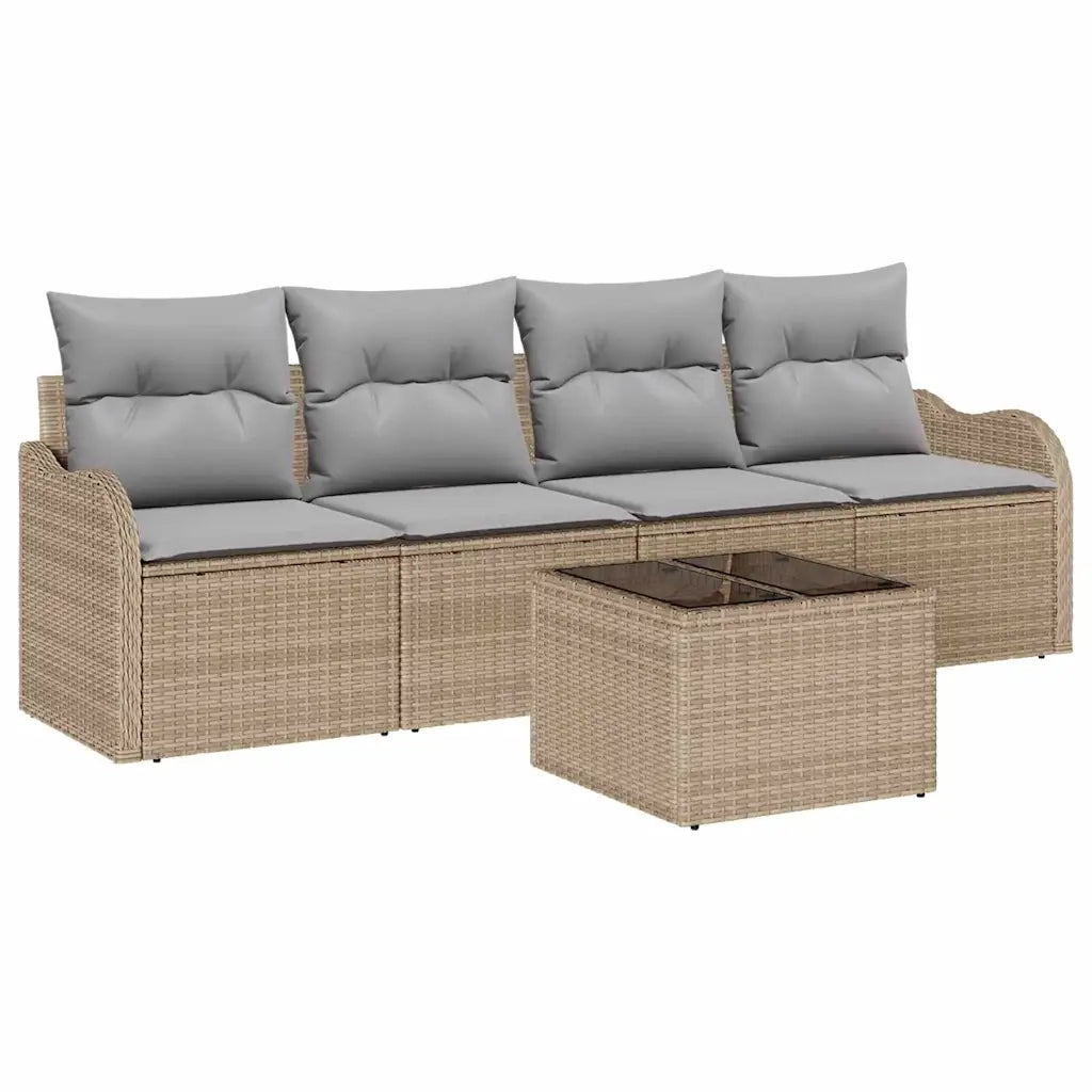 Set Divano da Giardino con cuscino 5 pcs Beige e grigio 3354239