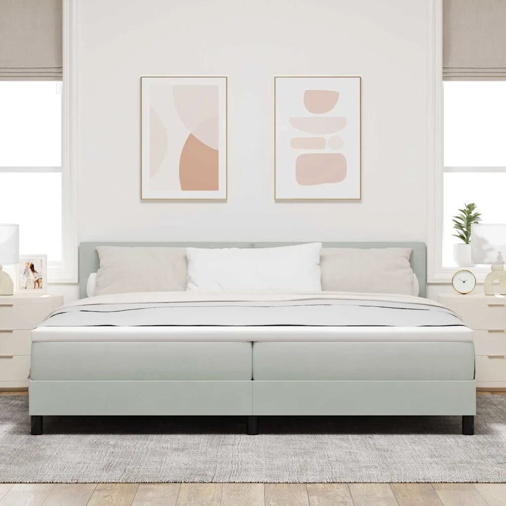 Letto a Sorgente LED con led Grigio chiaro 200 x 200 cm Velluto