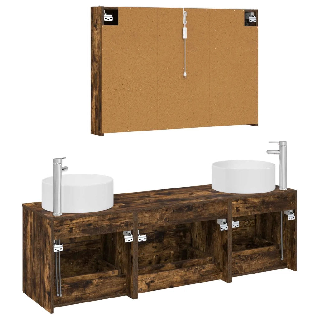 Set di mobili per il bagno 4 pcs Rovere Fumo 3407067