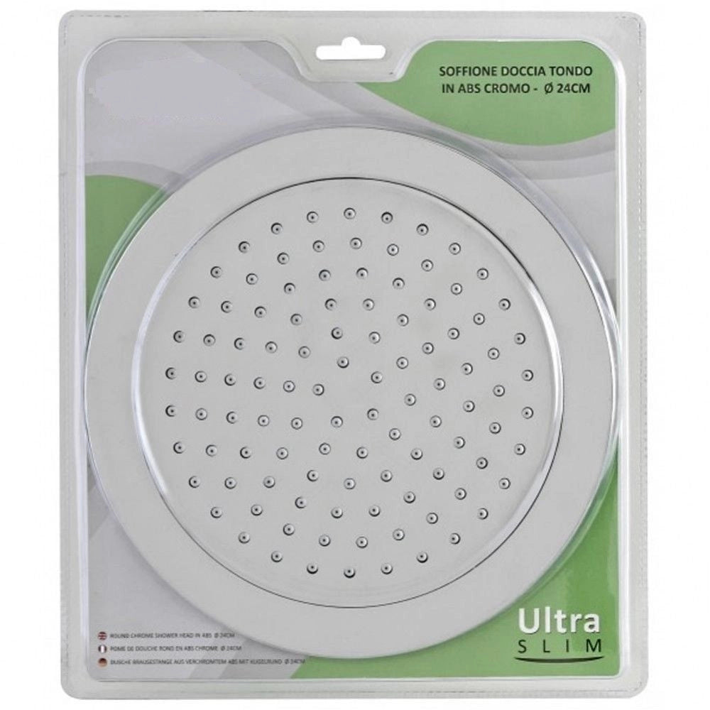 Trade Shop - Soffione Doccia Slim Tondo 24 Cm Plus In Abs Cromato Miscelatore Shower -