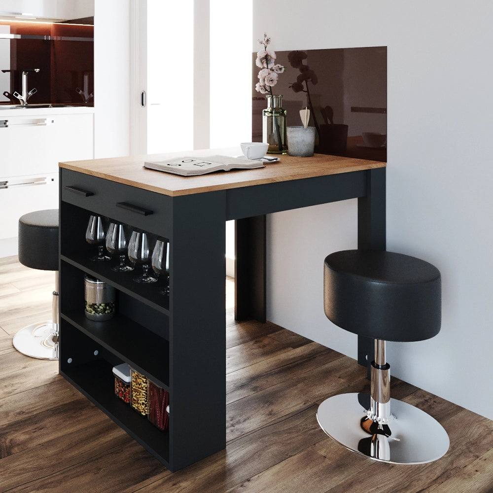 Vicco Set di tavoli da pranzo Antracite/quercia dorata 67 x 100 cm con 2 sgabelli