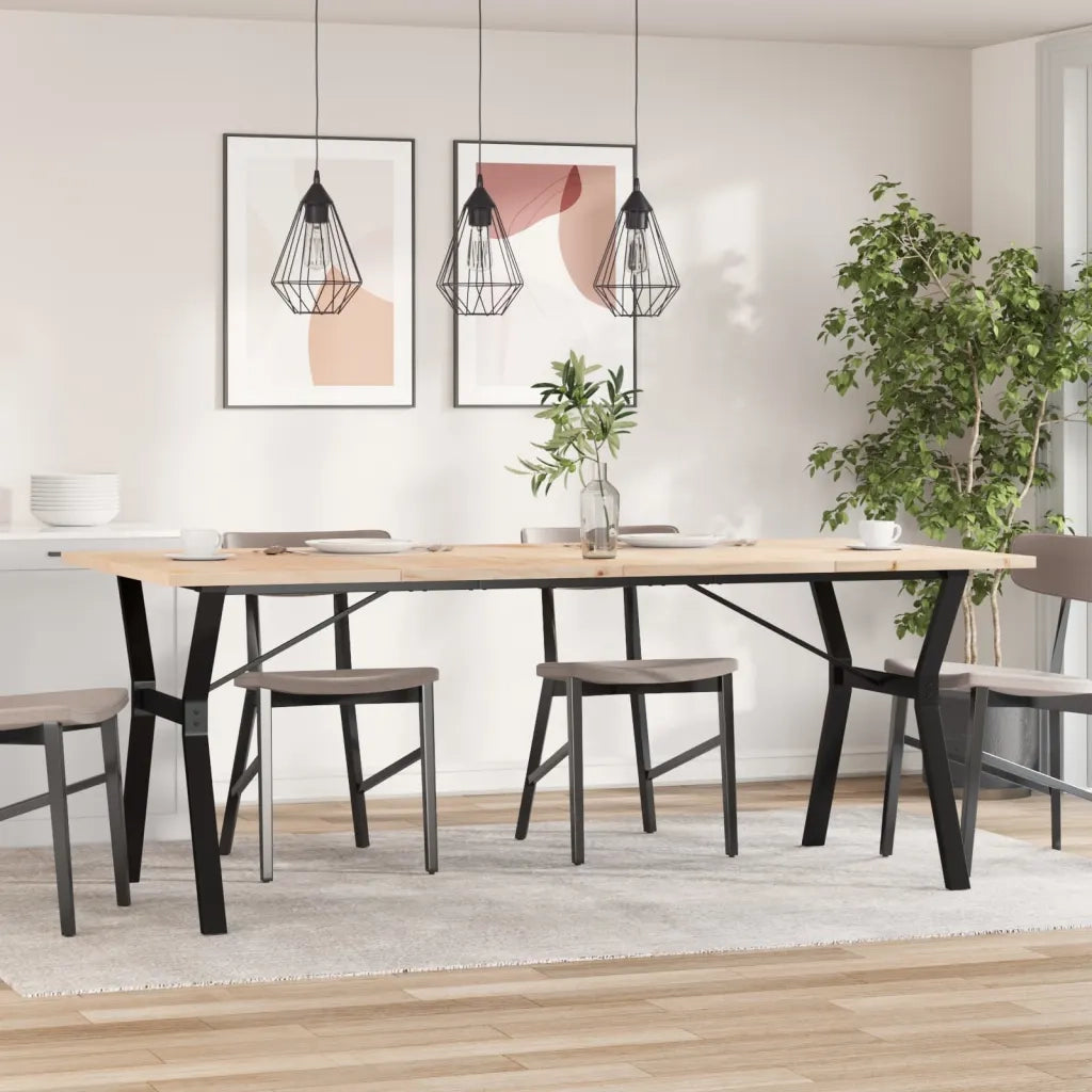 Tavolo Pranzo | Tavolo da cucina Telaio a Y 200x100x75,5 cm Legno Pino e Acciaio