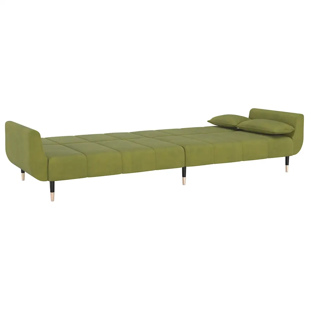 Divano Letto a 2 Posti con 2 Cuscini Verde Chiaro in Velluto cod mxl 5873