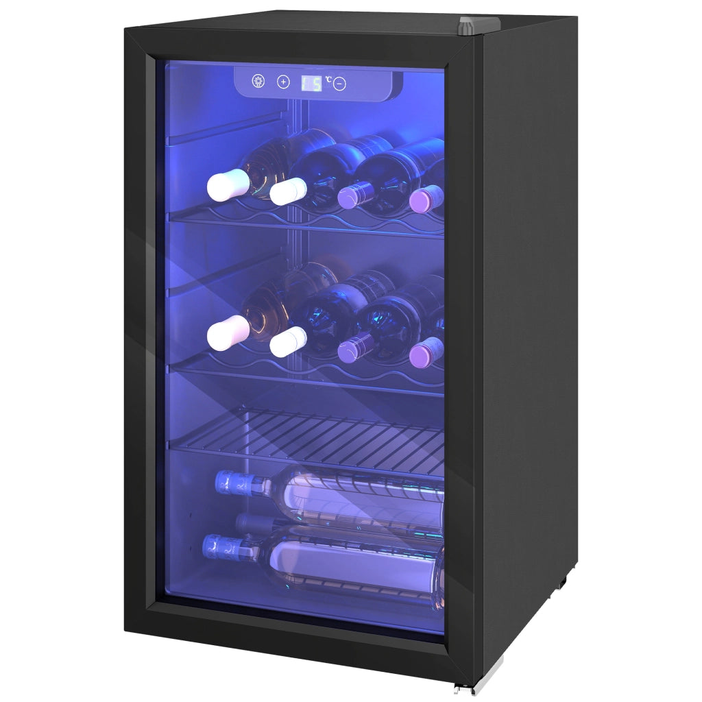 Cantinetta Vino Refrigerata 24 Bottiglie 68L Temperatura Regolabile 4-16¡æ con Vetro Anti UV, Ripiani, Nera