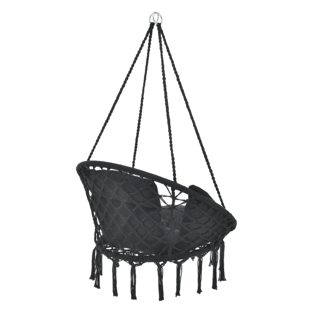 Amaca rotonda con cuscino sedia sospesa diametro seduta 60 cm nera 03_0006060