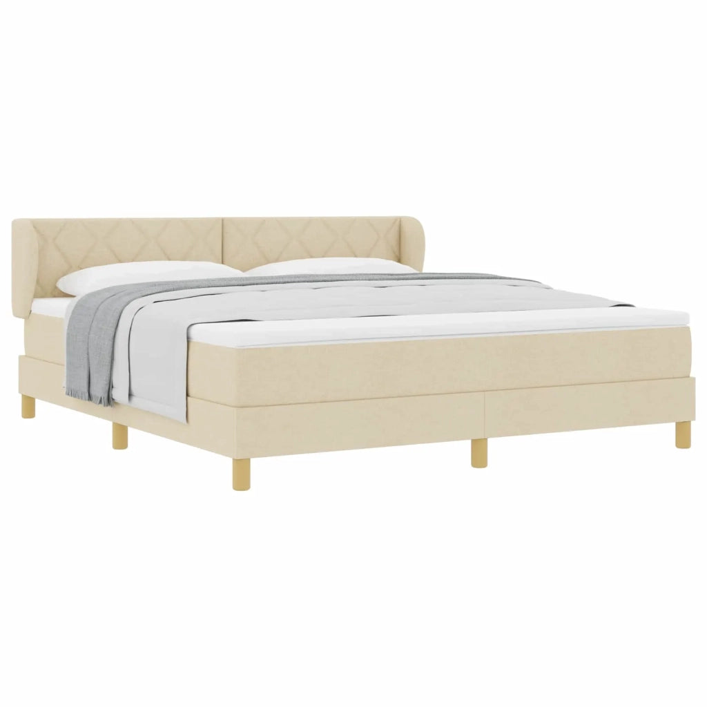 Letto a molle con testiera Crema 180 x 200 cm Tessuto 3340295