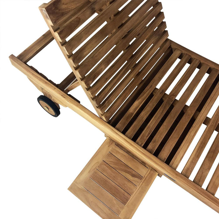 Lettino Prendisole Reclinabile per Esterno Meza con Schienale Regolabile in Legno Teak