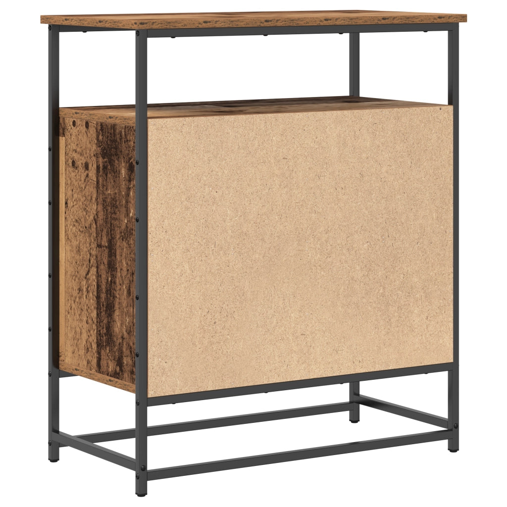 Credenza In Legno Invecchiato 69x35x80 cm Legno Ingegnerizzato e Acciaio