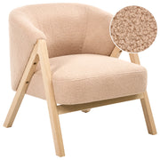 Poltrona da Soggiorno Senza Braccioli bouclè beige capitonnè Verticale Gambe In Legno