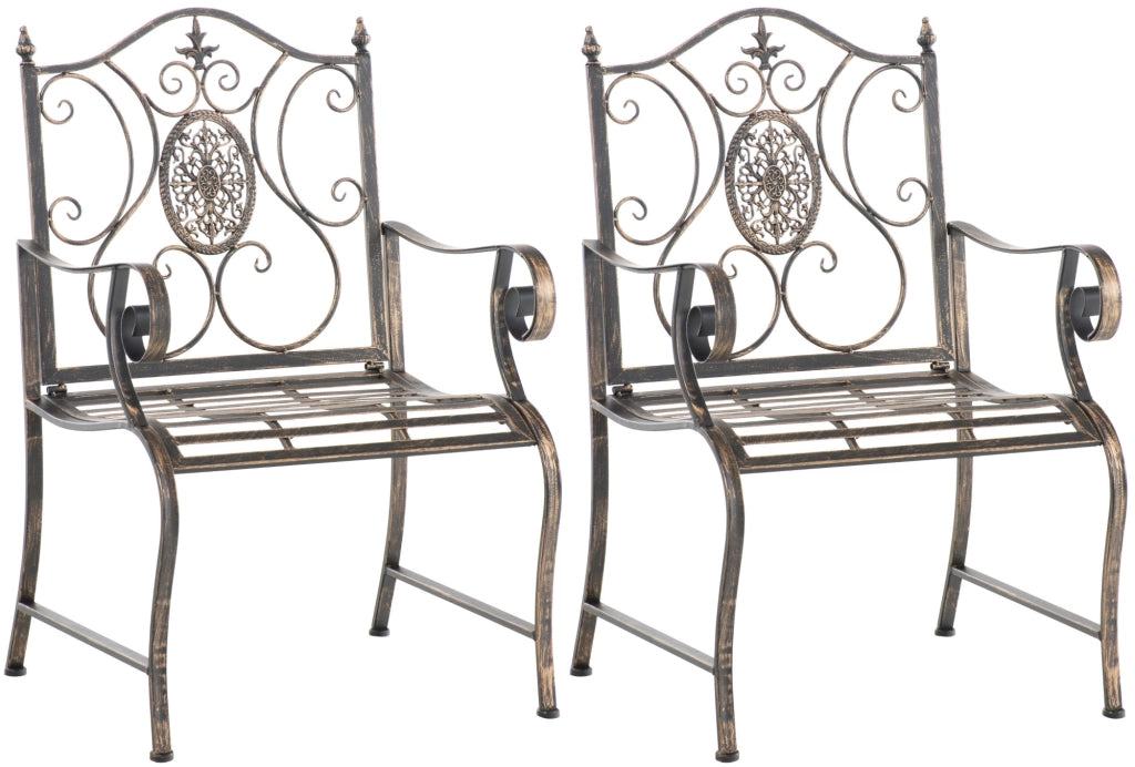 Set di 2 sedie da giardino Punjab con braccioli bronzo