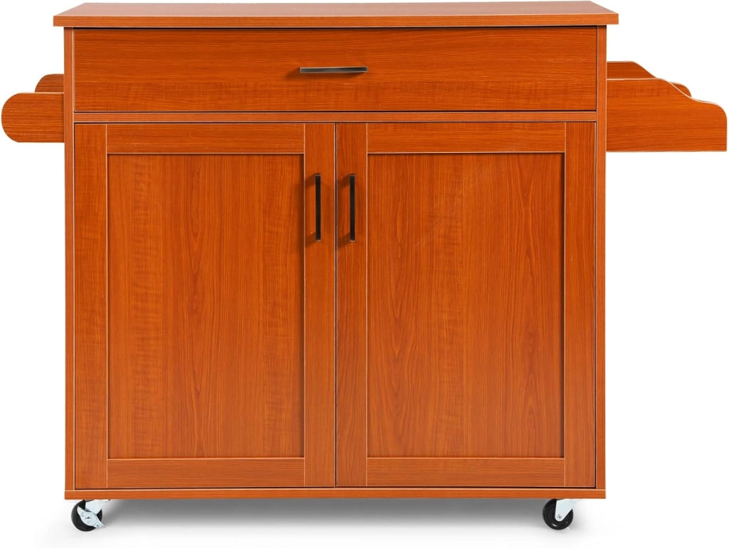 Carrello da cucina con piano di lavoro, armadio da cucina in legno con ruote, trolley da cucina con cassetto e ripiano regolabile, portaspezie, carrello da cucina, 116 x 40 x 85 cm