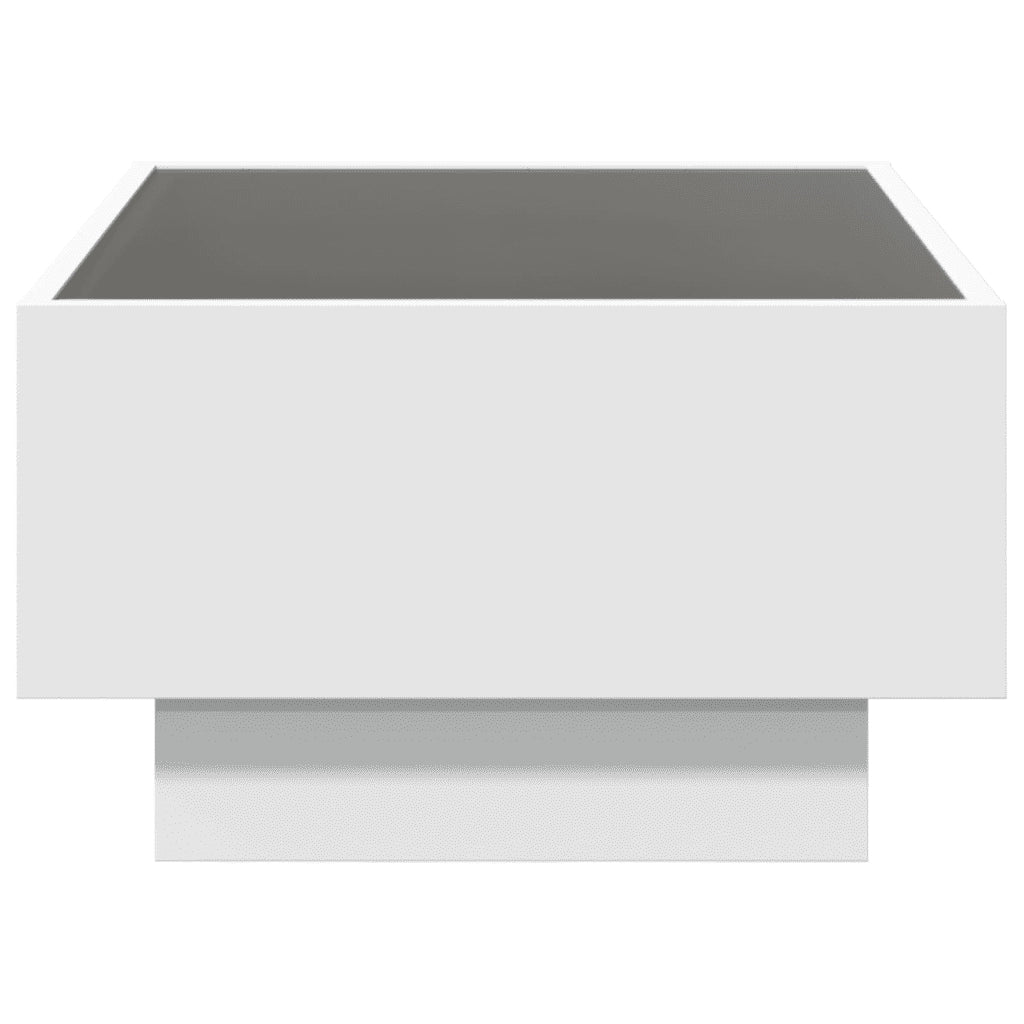 Tavolino Salotto con LED Bianco 70x50x30 cm Legno Multistrato