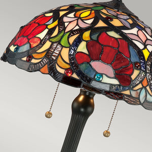 Lampada Da Scrivania Tiffany Larissa Metallo Bronzo Vintage 2 Luci E27