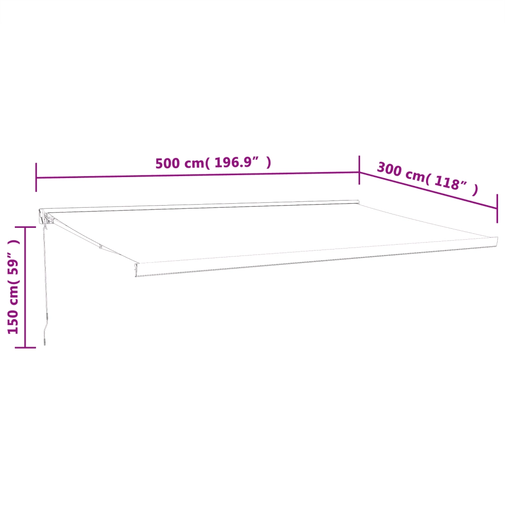 Tenda Sole Retrattile Gialla e Bianca 5x3 m Tessuto e Alluminio 3154535