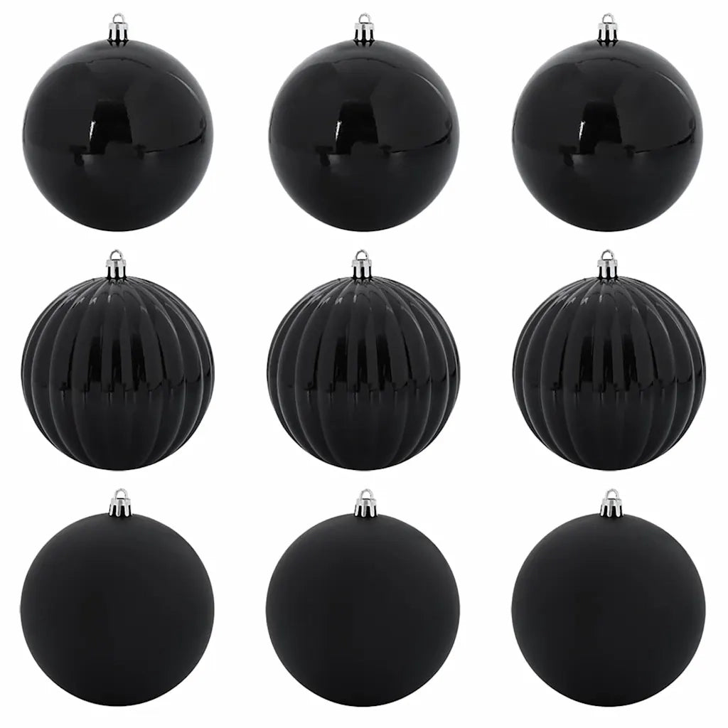 Set di Palle di Natale 9 pz-Decorazioni natalizie Nero Plastica