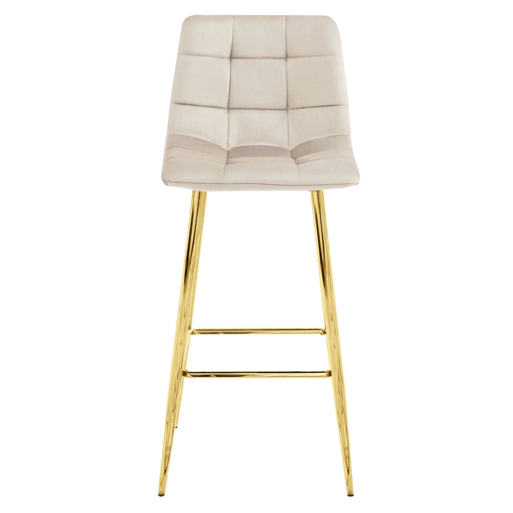 Sgabello Valora TEOTO in velluto beige con gambe dorate per cucina x3