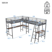 Letto a castello 90x200 cm - Xylo - Nero con tavolo e scala