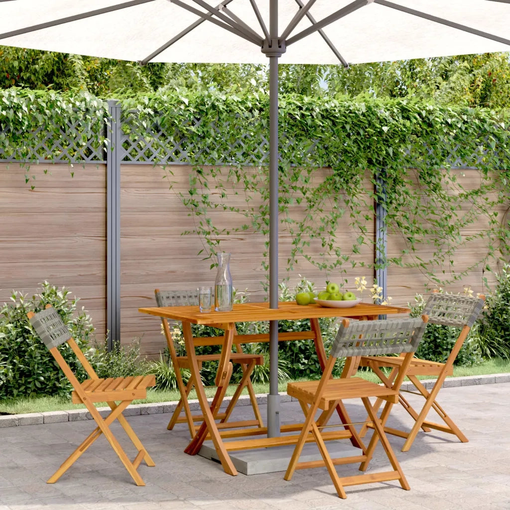 Sedie Giardino Pieghevoli 4 pz | Sedie da Esterno Grigie Polyrattan Legno Massello
