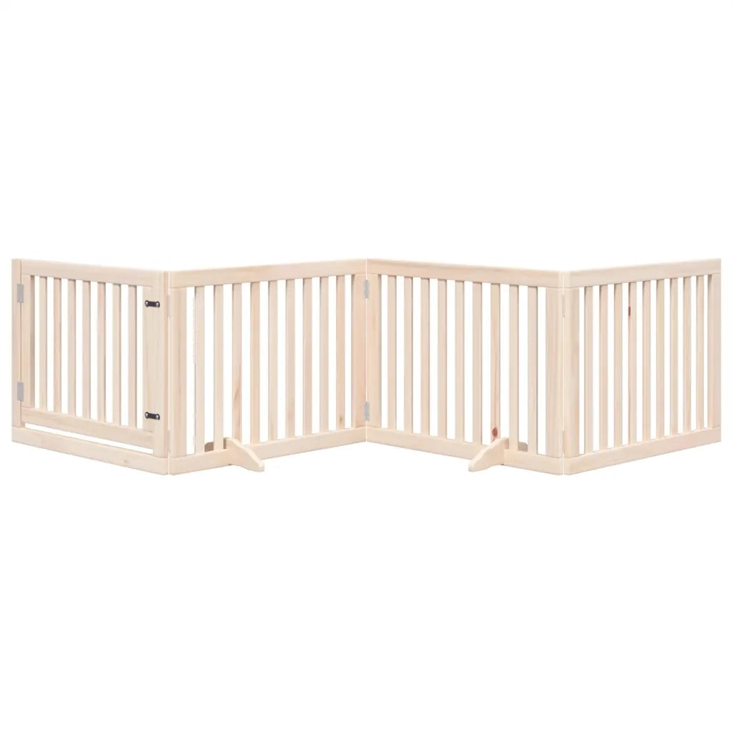 Cancelletto per cani con porta pieghevole 4 pannelli 320 cm in legno di pioppo 352241