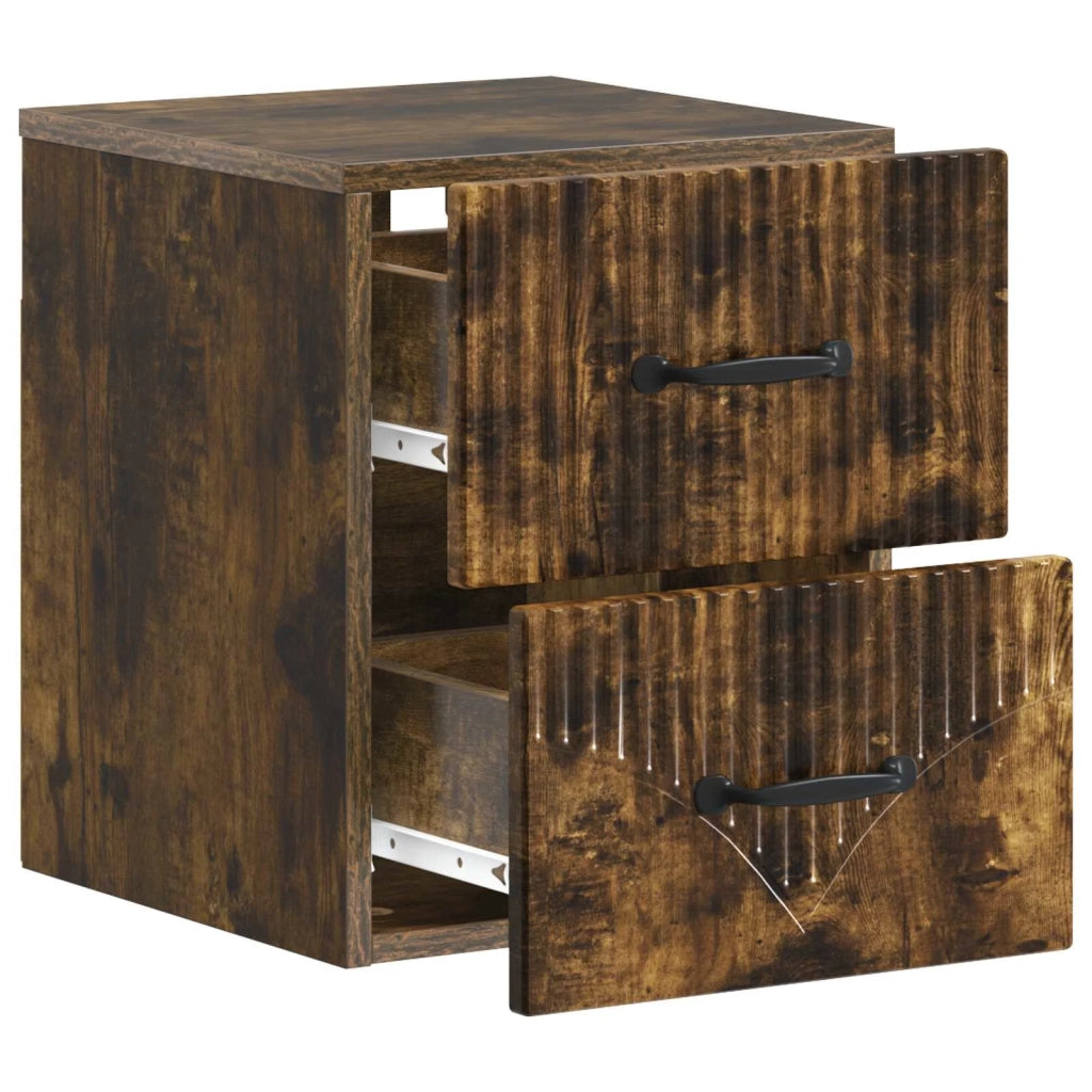 Mobiletto da notte a muro 2 pcs Rovere Fumo 34,5 x 33 x 40 cm 898986