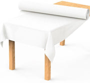 Tela da tavolo in rotolo, 1,1 m × 20 m, Tessuto non tessuto, Rotolo di tovagliato da tavolo in carta, Tavolo da festa, Tavolo da birra, Tavolo da festa lavabile per matrimonio, compleanno, matrimonio, bianco