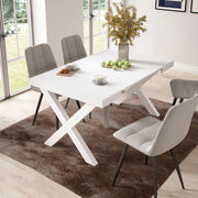 Consolle allungabile, 58 fino 140x90x73cm, Per 6 persone, Gambe in legno, Bianco RF2725