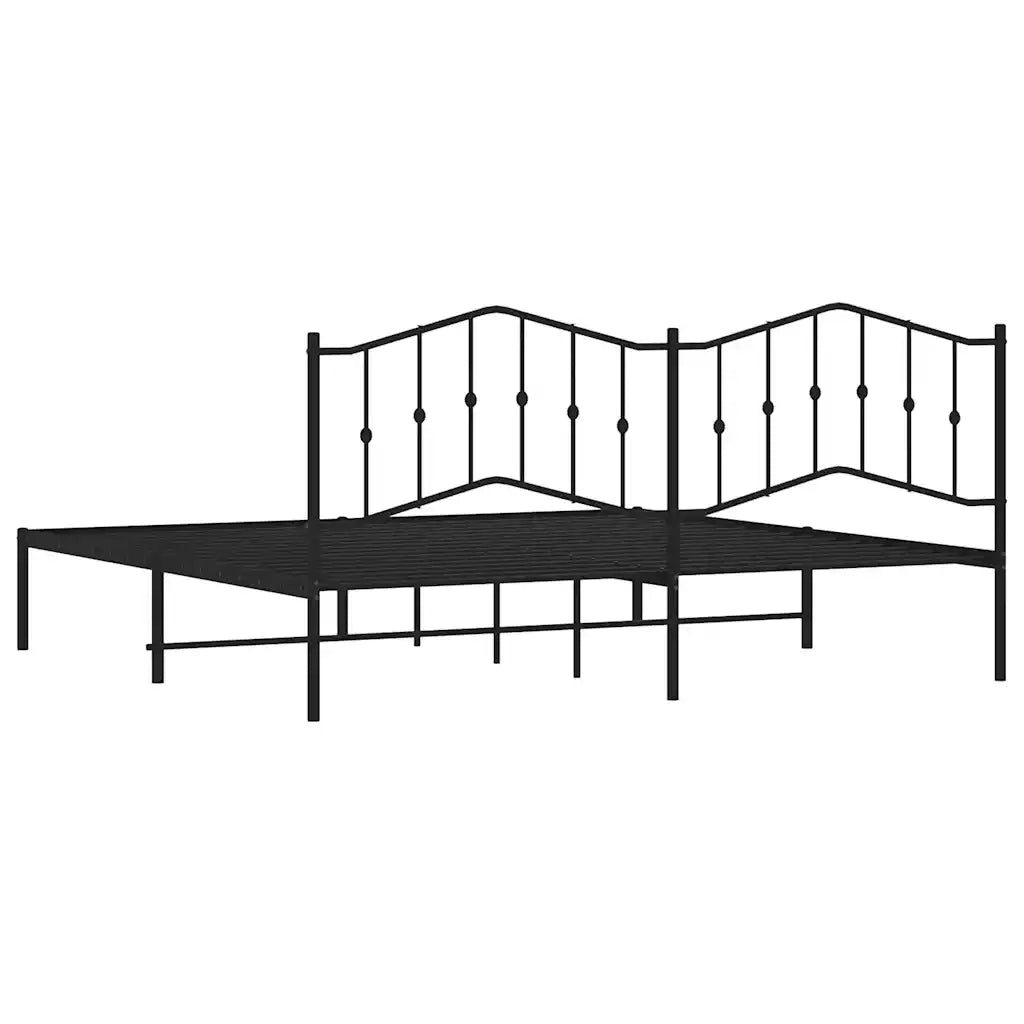 Giroletto con Testiera-Struttura Letto con testiera in Metallo Nero 193x203 cm 574574