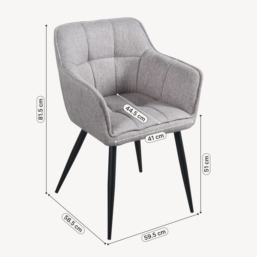 Sedia per Sala Pranzo Birmingham in Tessuto Grigio [en.casa]