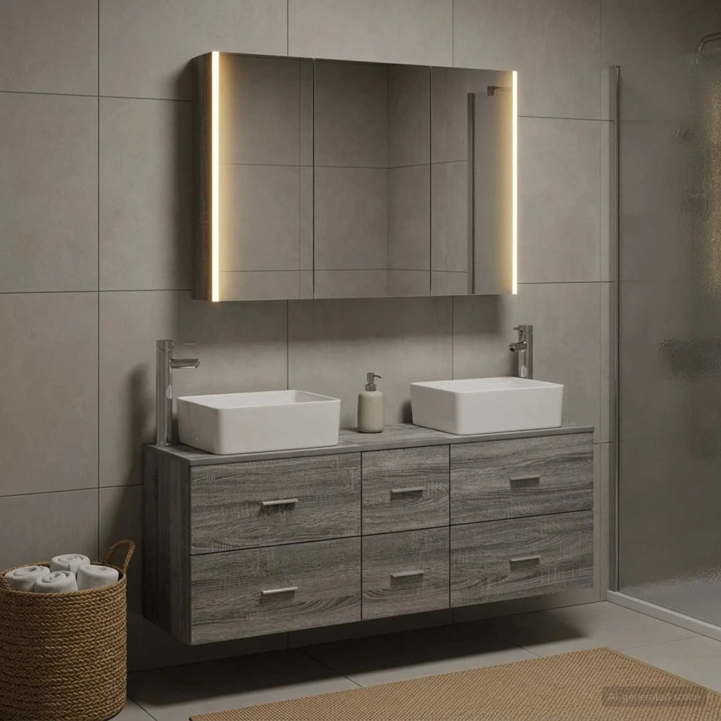 Set di mobili per il bagno 4 pcs Sonoma grigio 3406868